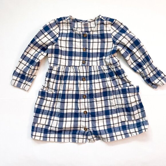 Hanna Andersson Blue Plaid Flannel Dress, Size 5 - Picture 1 of 4